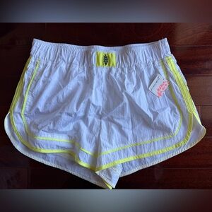 FP Movement by Free People White Shorts with Yellow Trim